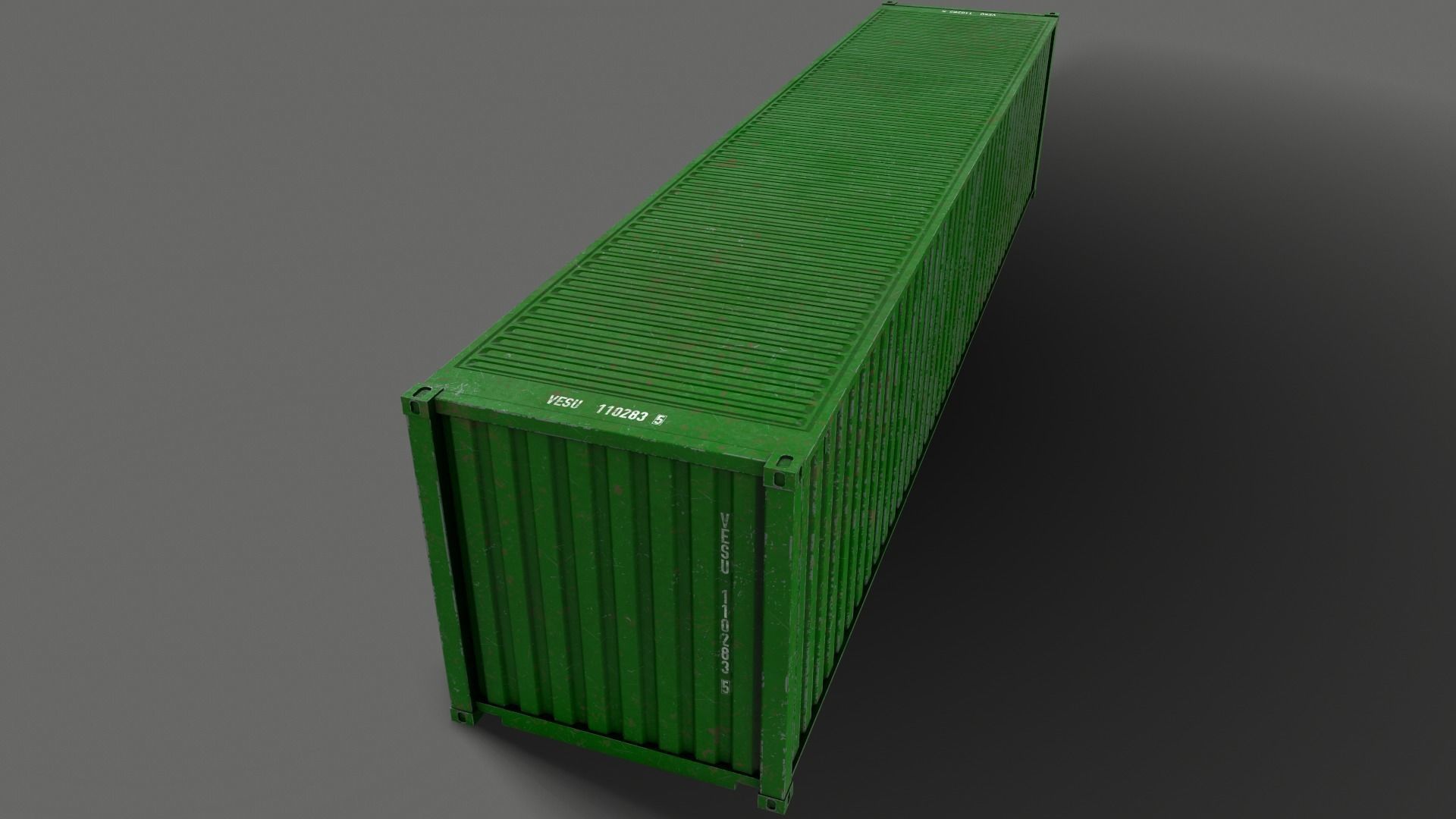PBR 40 ft Shipping Cargo Container - Green Low-poly 3D model_13