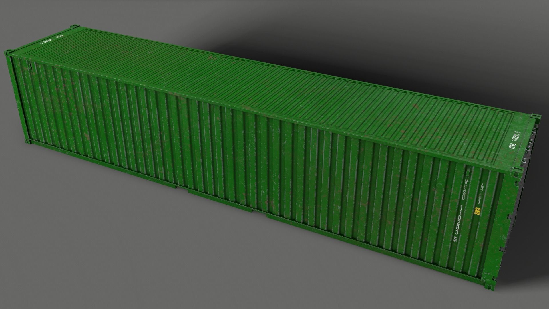 PBR 40 ft Shipping Cargo Container - Green Low-poly 3D model_9