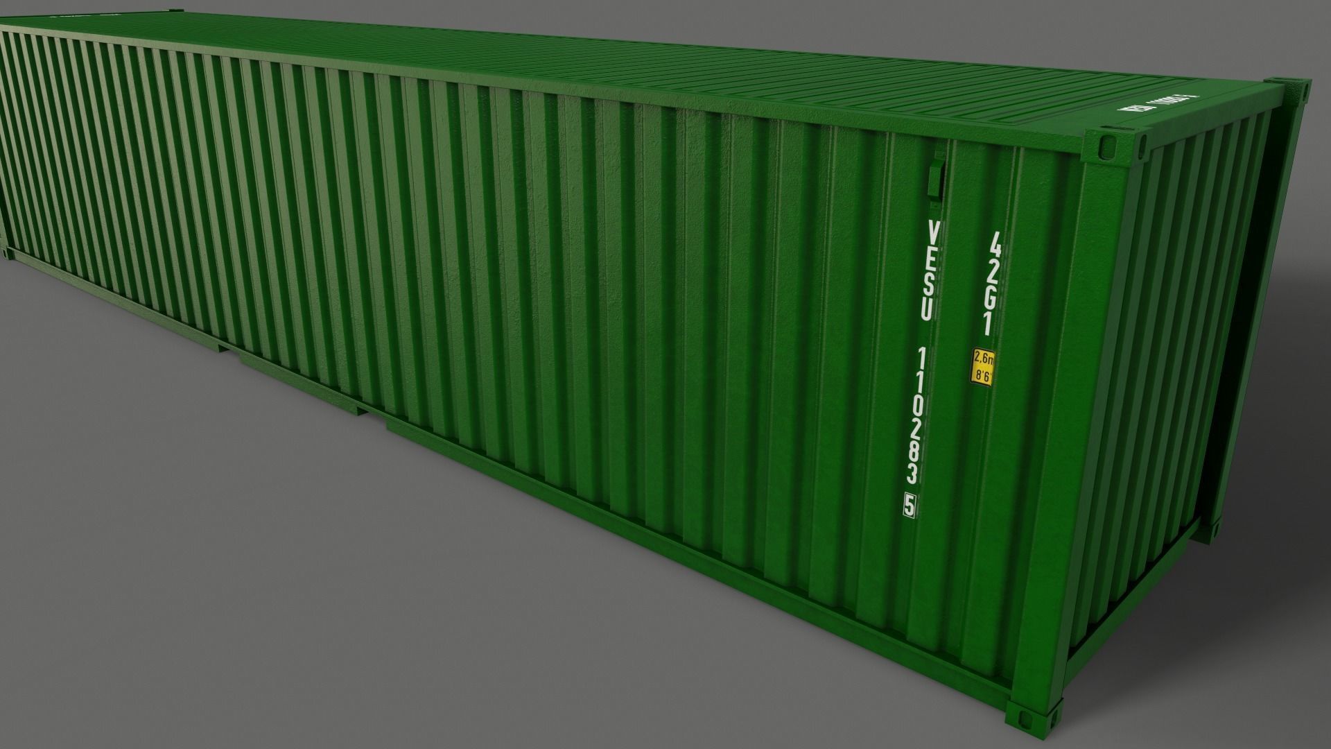 PBR 40 ft Shipping Cargo Container - Green Low-poly 3D model_11