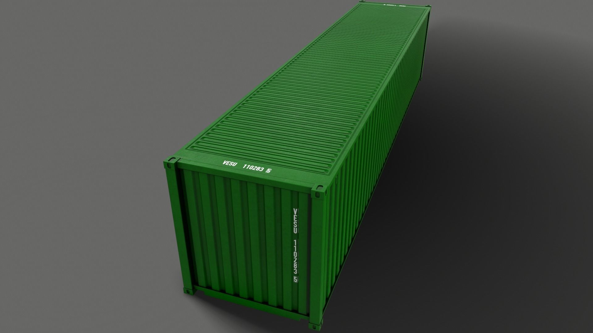 PBR 40 ft Shipping Cargo Container - Green Low-poly 3D model_12
