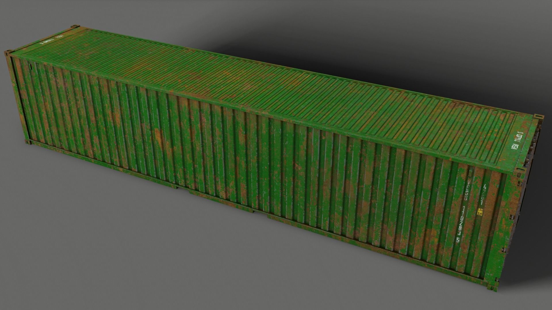 PBR 40 ft Shipping Cargo Container - Green Low-poly 3D model_10