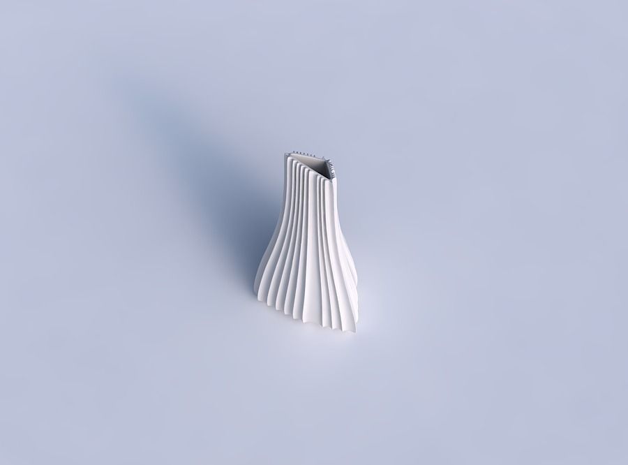Vase twist grounded tilted triangle with extruded vertical lines 3D print model_1