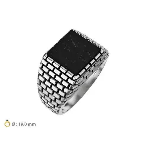 N093 Men ring with bricks texture