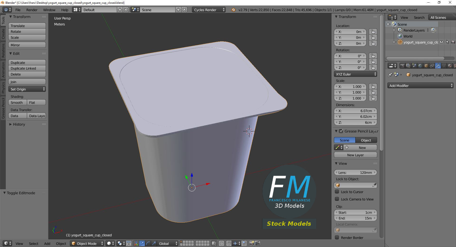 Yogurt square cup closed 3D model_9