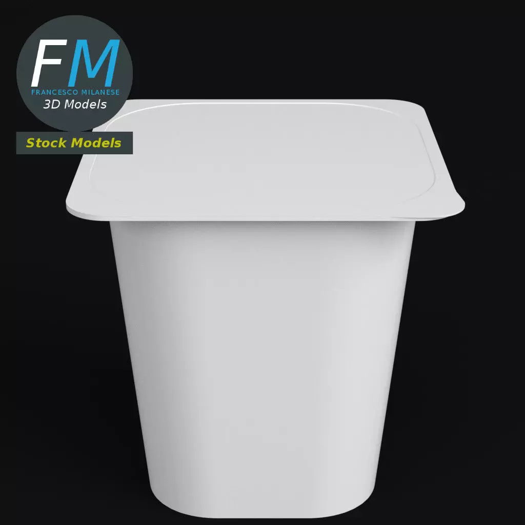 Yogurt square cup closed 3D model_0