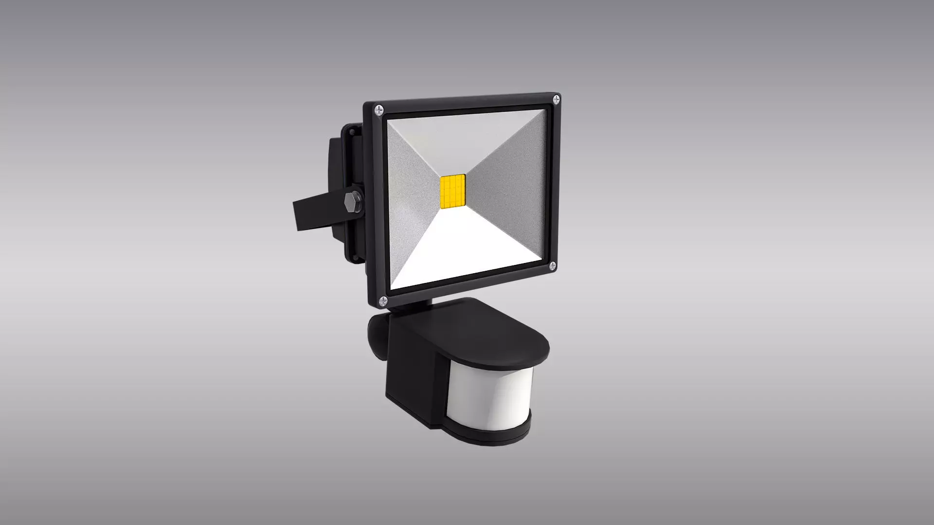 LED Floodlight with Motion Sensor Low-poly 3D model_0