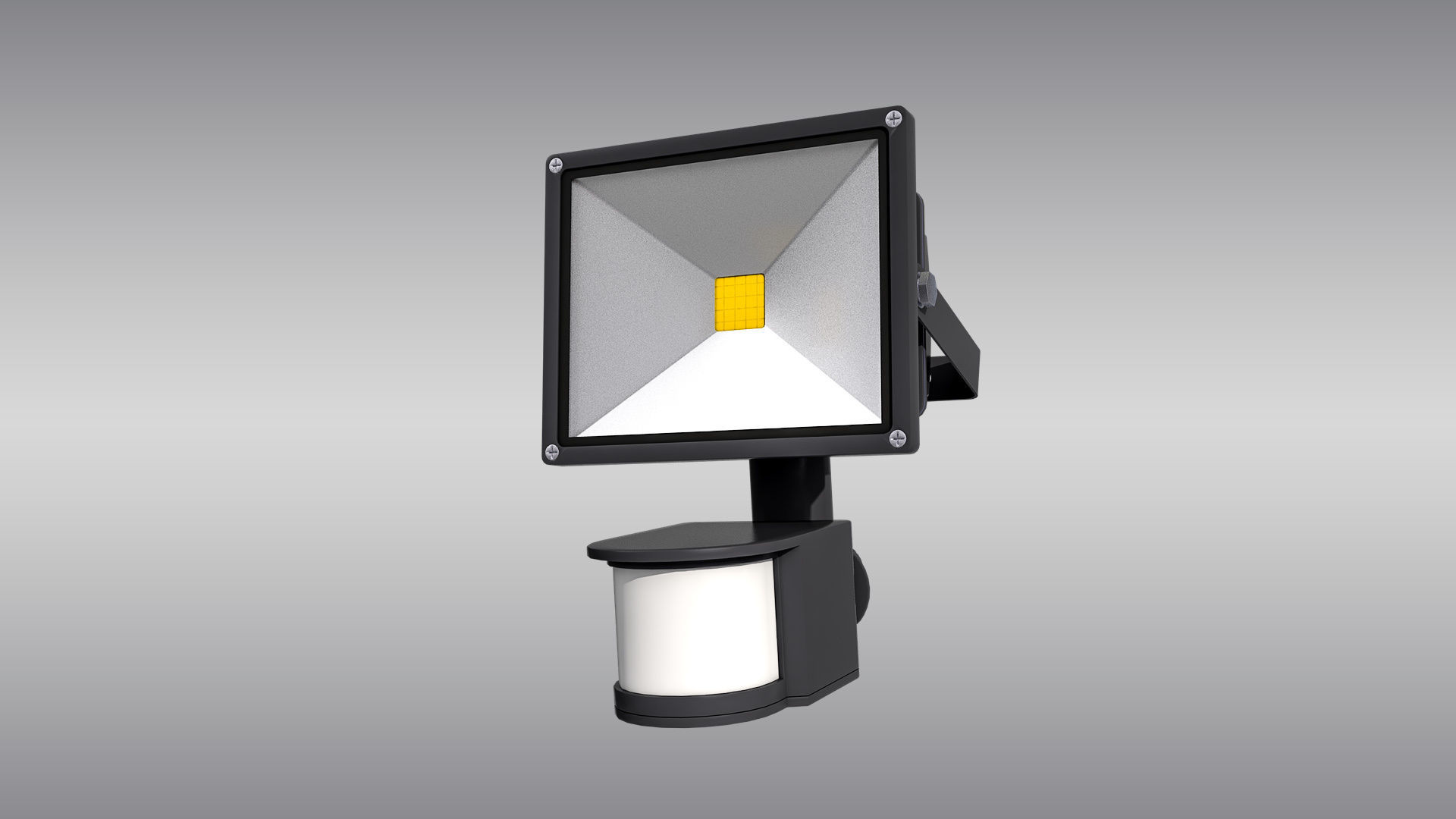 LED Floodlight with Motion Sensor Low-poly 3D model_2