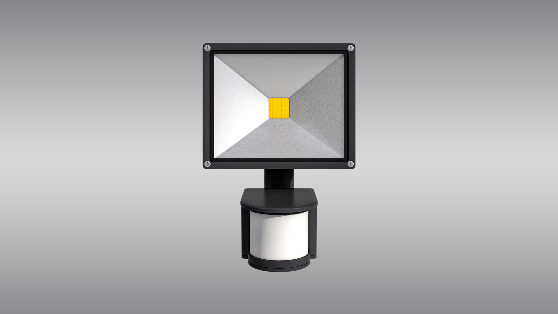 LED Floodlight with Motion Sensor Low-poly 3D model_1