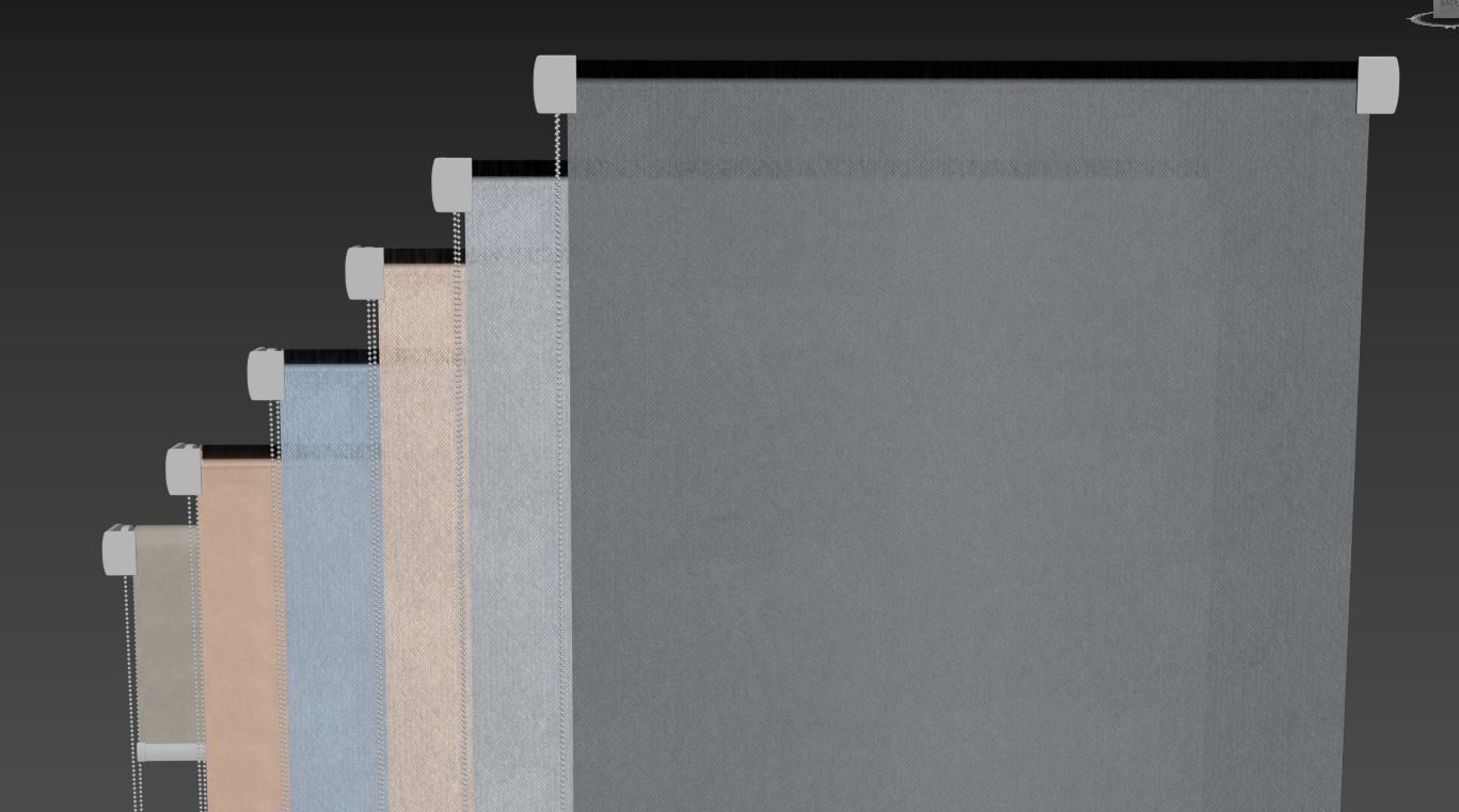 roller blind set  6 colors 3D model_5