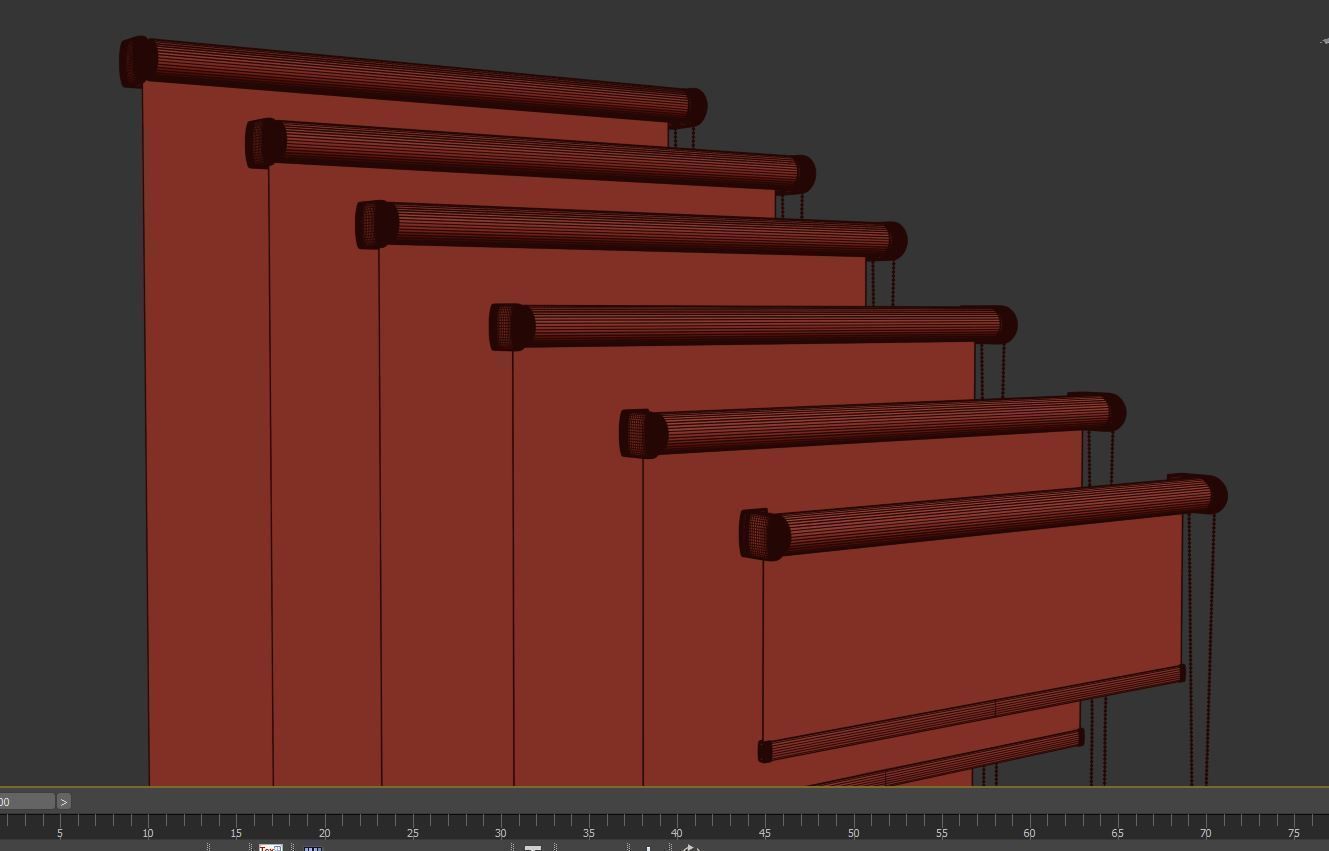 roller blind set  6 colors 3D model_9