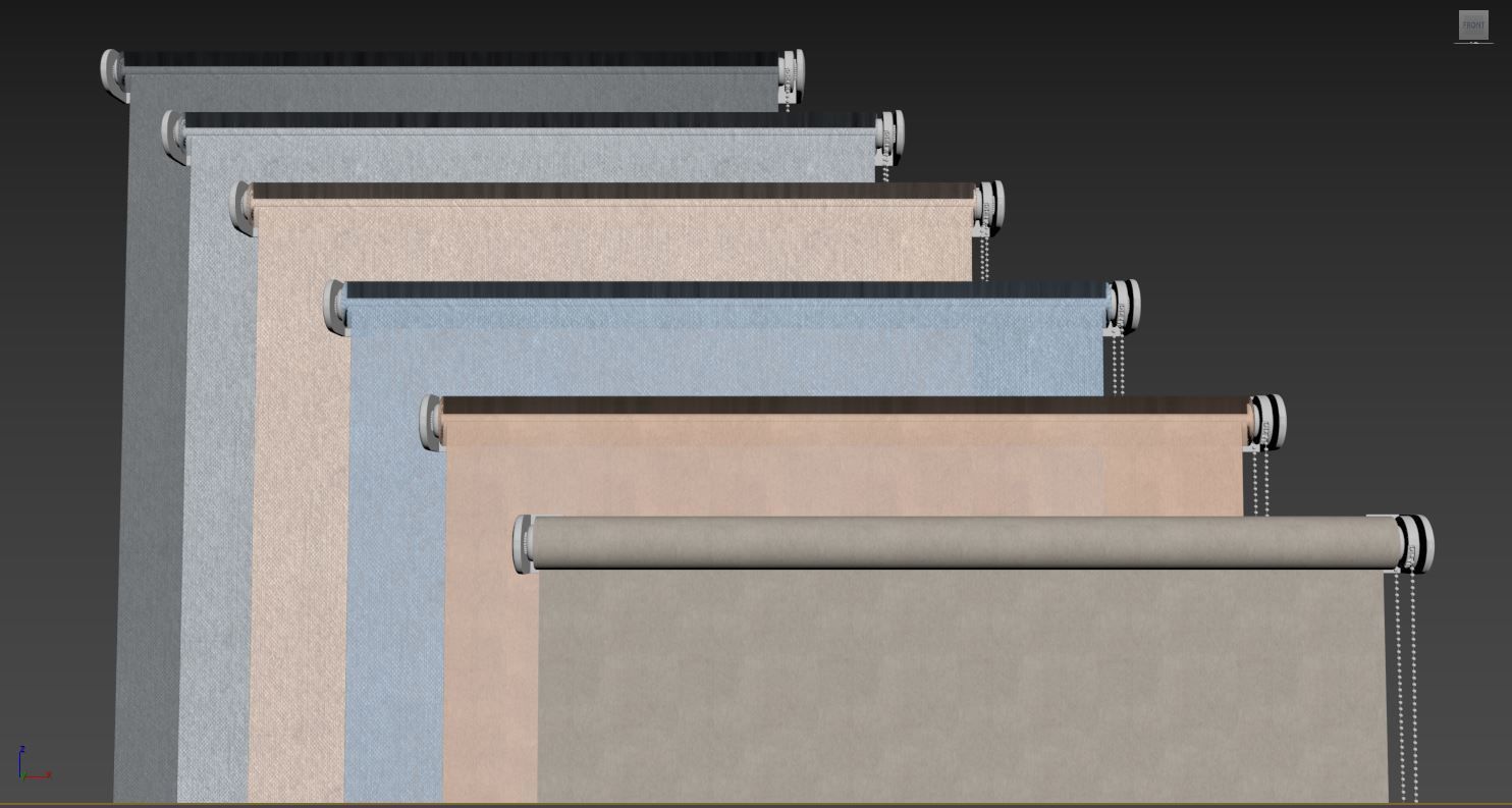roller blind set  6 colors 3D model_6