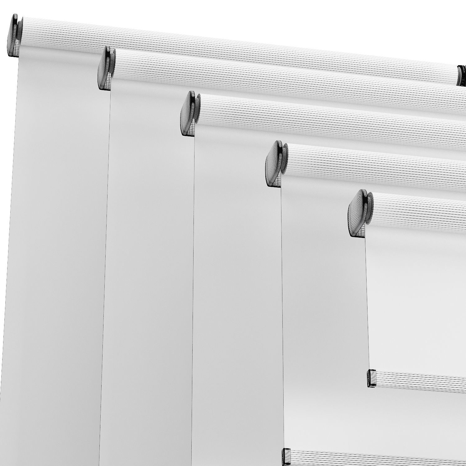 roller blind set  6 colors 3D model_3