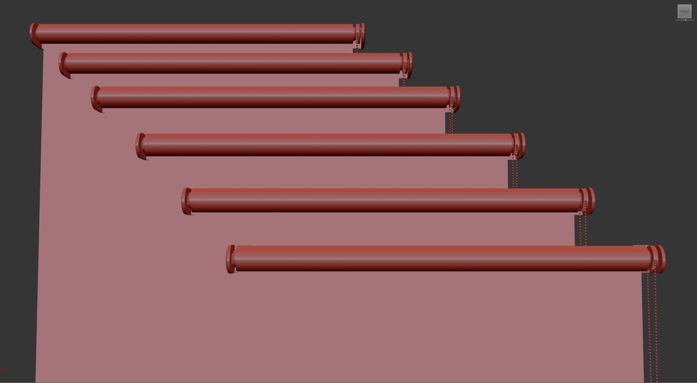 roller blind set  6 colors 3D model_8