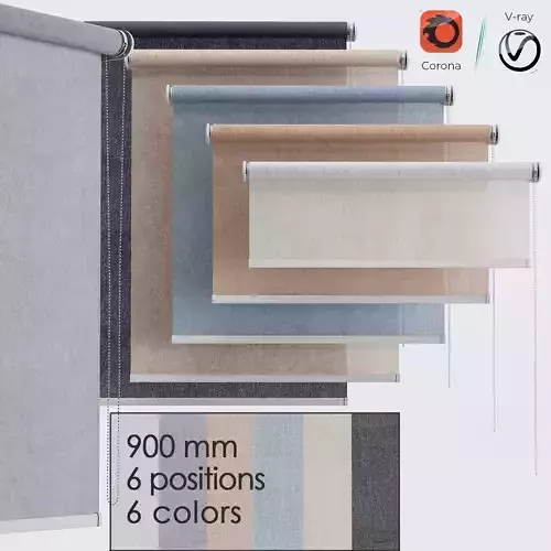 roller blind set  6 colors 3D model