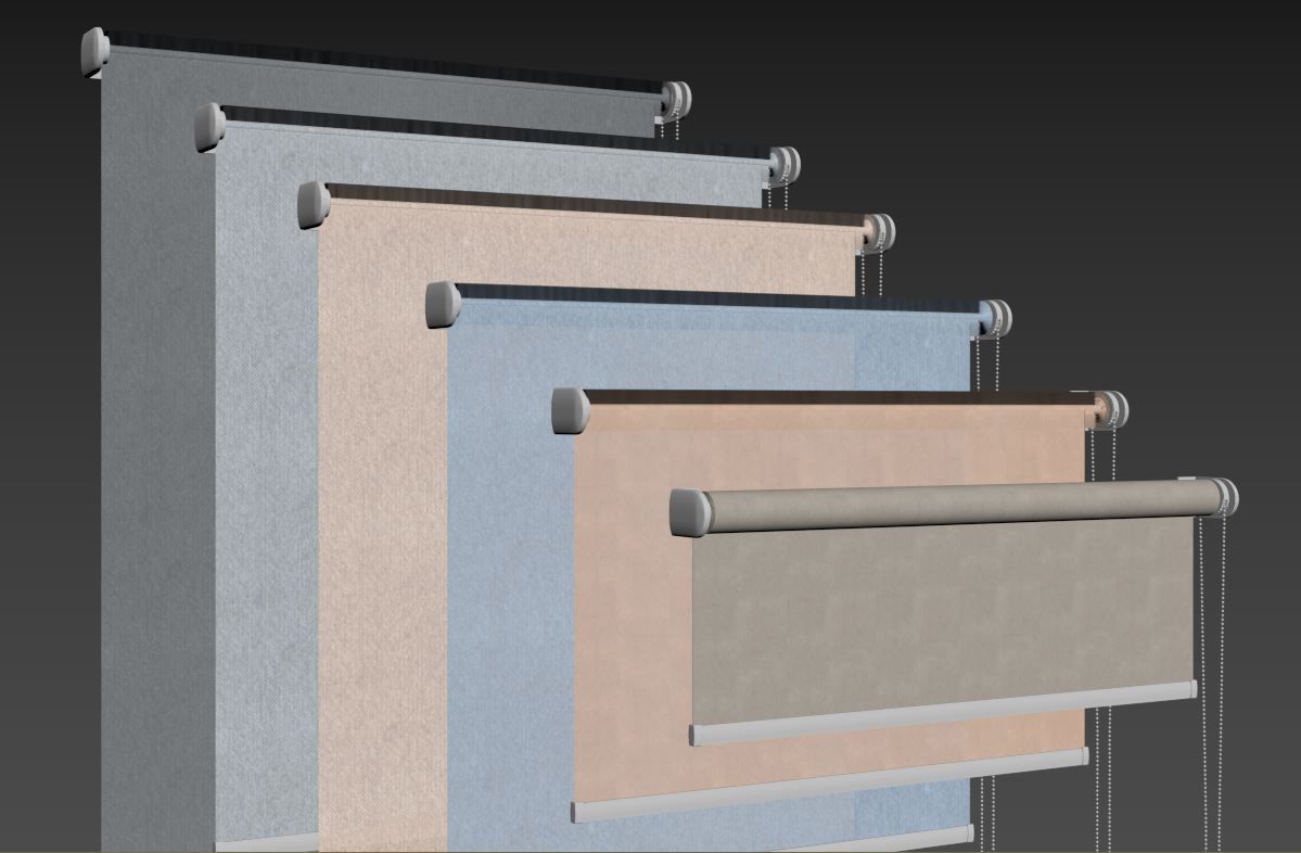 roller blind set  6 colors 3D model_4