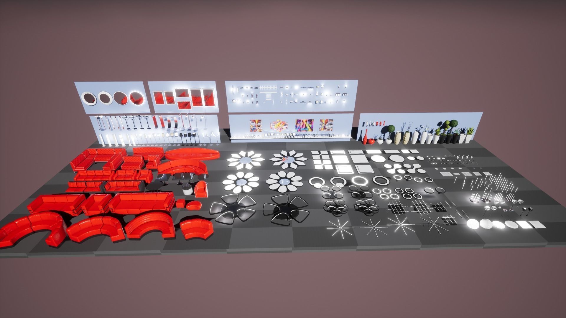 Interior Furniture and Props Low-poly 3D model_22