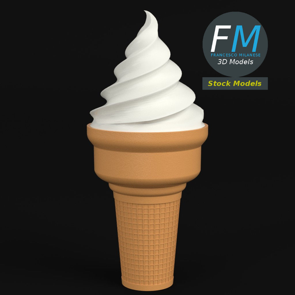 Stylized ice cream cone 2 3D model_2