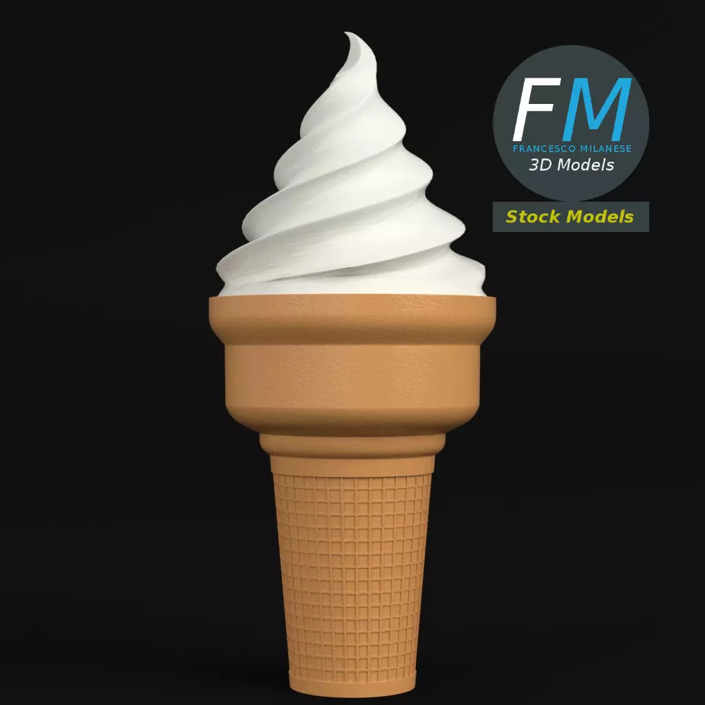Stylized ice cream cone 2 3D model_0