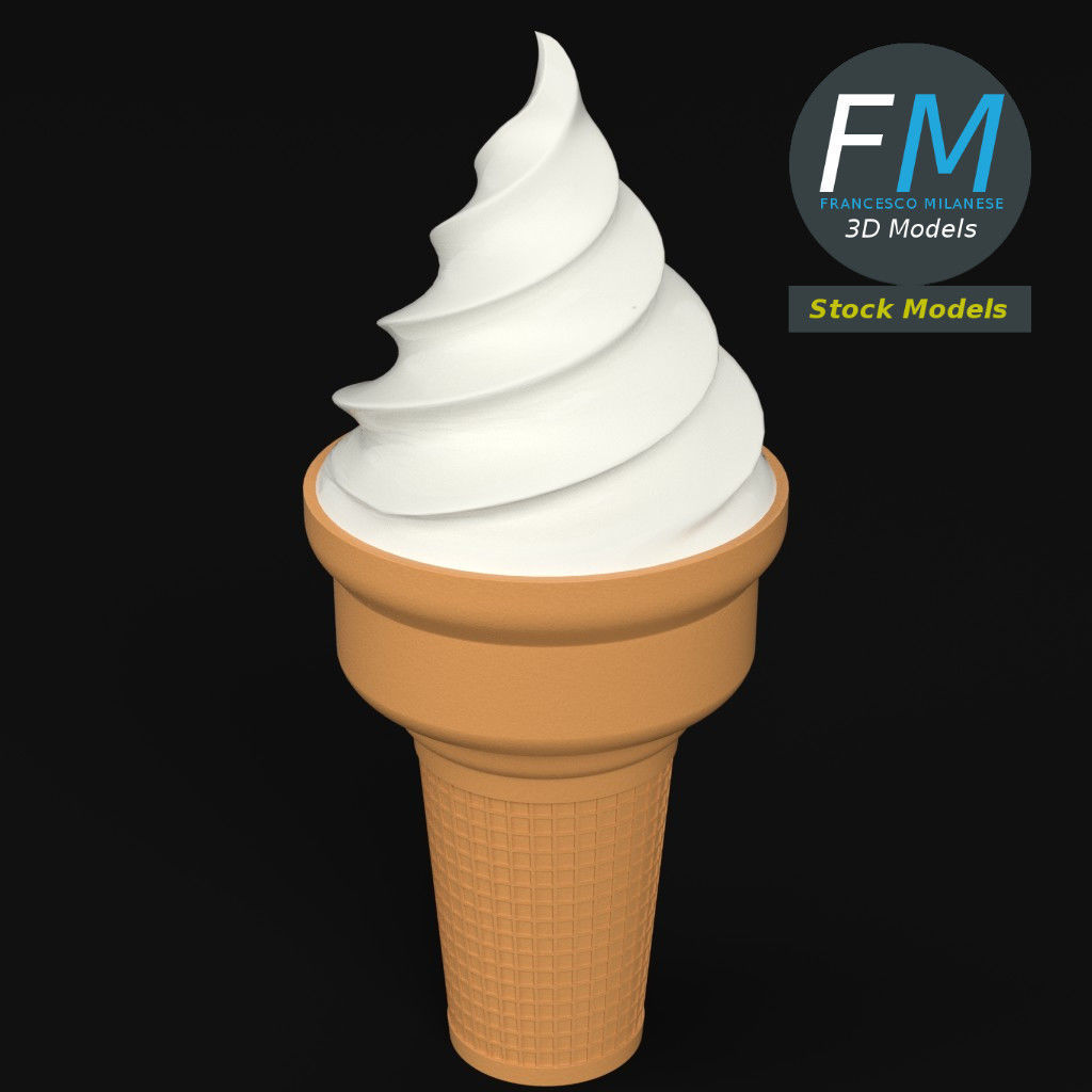 Stylized ice cream cone 2 3D model_3