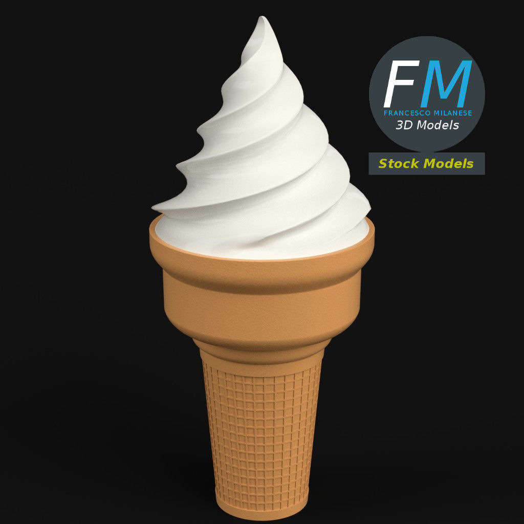 Stylized ice cream cone 2 3D model_4