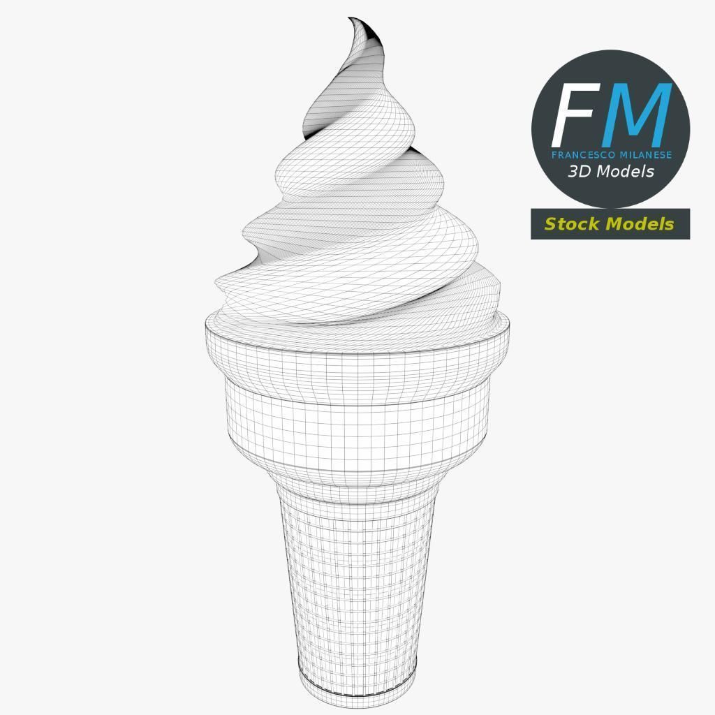 Stylized ice cream cone 2 3D model_7