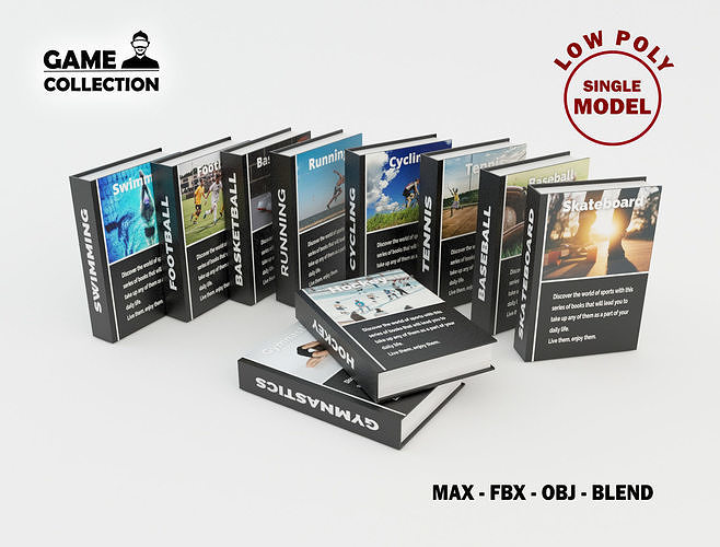 Sports Books Low-poly 3D model