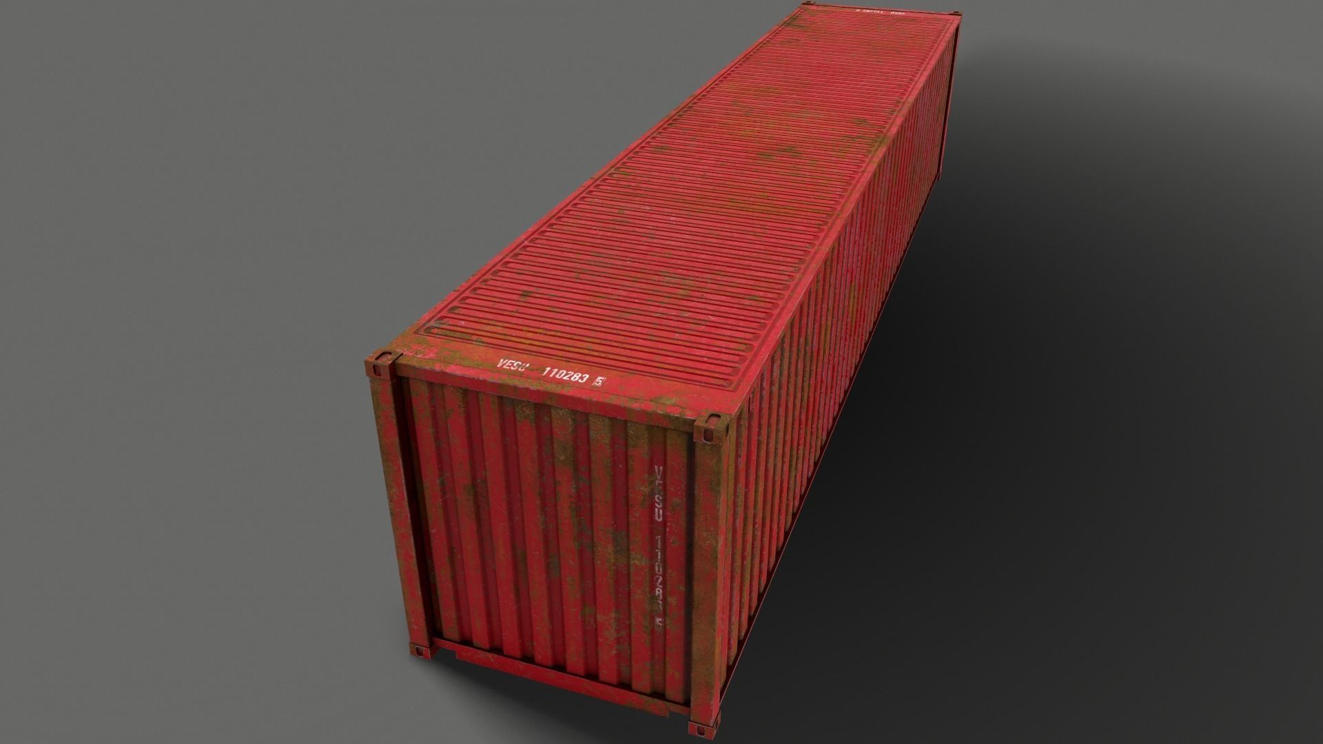 PBR 40 ft Shipping Cargo Container - Red Low-poly 3D model_14