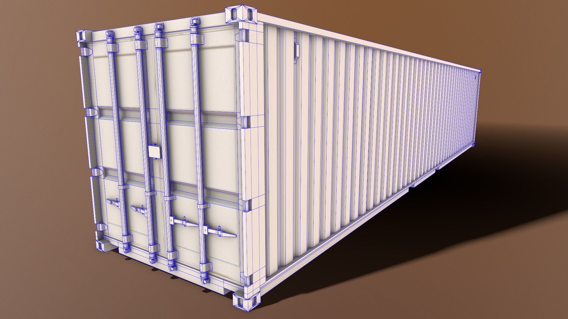 PBR 40 ft Shipping Cargo Container - Red Low-poly 3D model_19