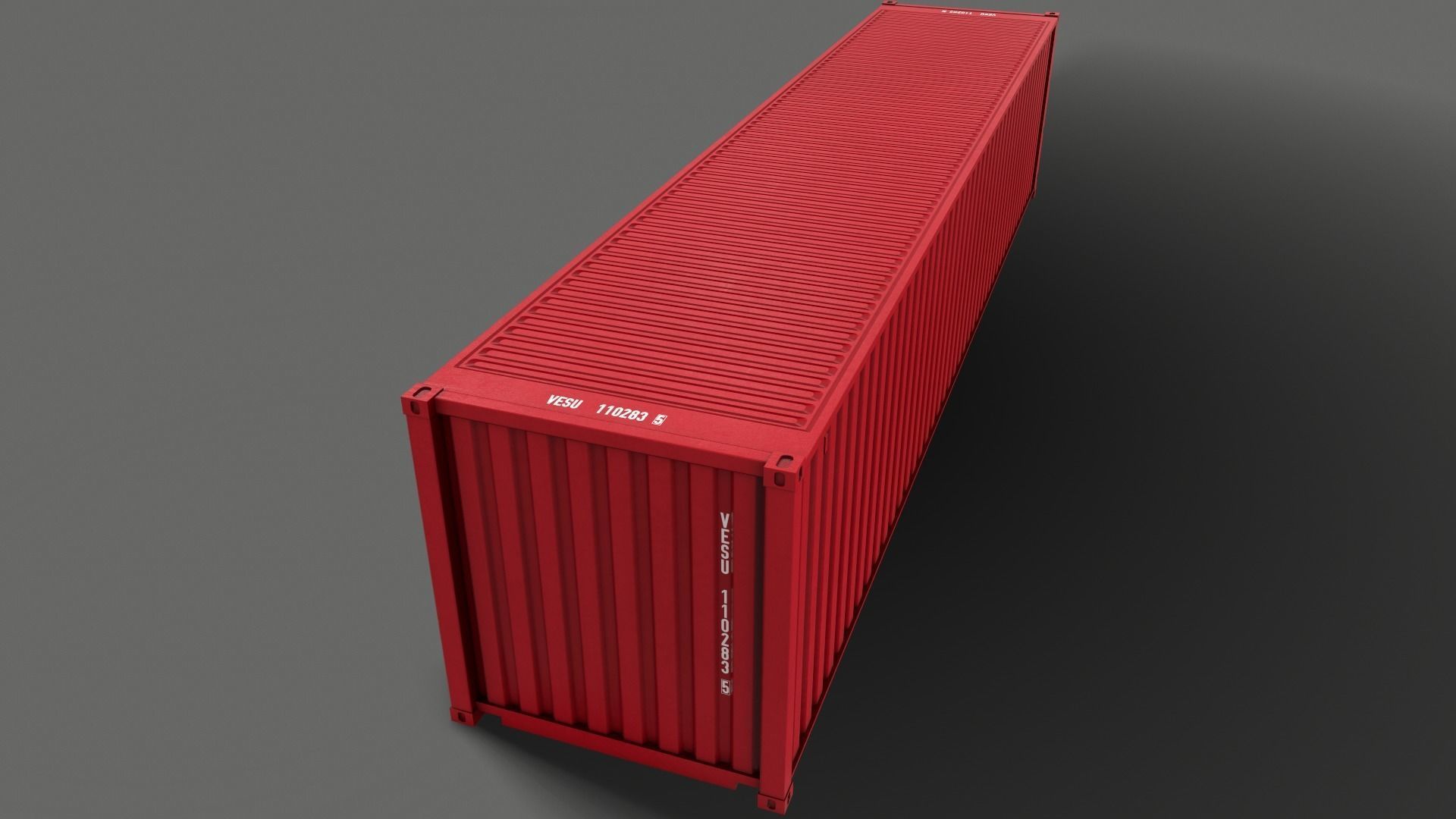 PBR 40 ft Shipping Cargo Container - Red Low-poly 3D model_12