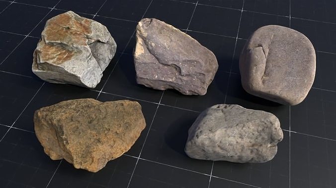 5 360 rock Low-poly 3D model