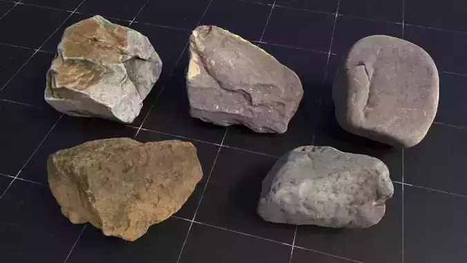 5 360 rock Low-poly 3D model