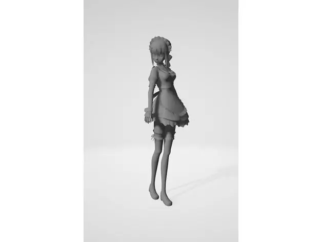 maidsmoothed girl in dress 3D print model_0