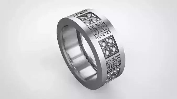 Wedding Ring With Raised Relief Knotwork Design