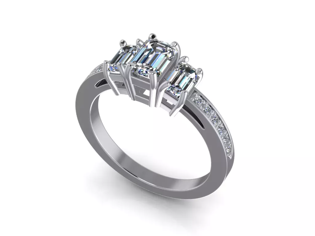 Jewelry Emerald Solitaire Ring 3D print model