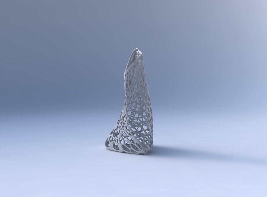 Vase twist grounded tipping triangle with dense organic lattice 3D print model_4
