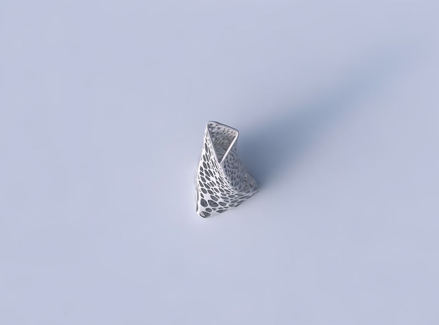 Vase twist grounded tipping triangle with dense organic lattice 3D print model_2