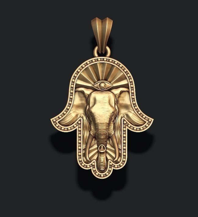 Hamsa elephant pendant  3D print model_1