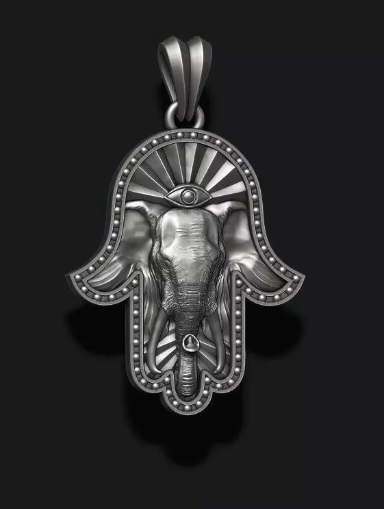 Hamsa elephant pendant  3D print model_0