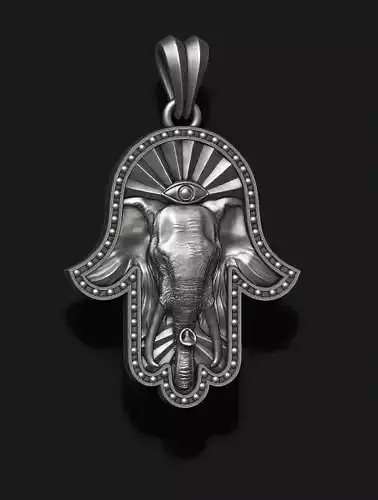 Hamsa elephant pendant  3D print model