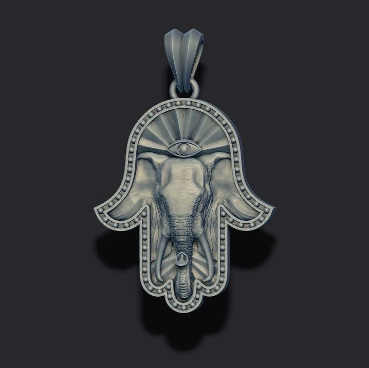 Hamsa elephant pendant  3D print model_2