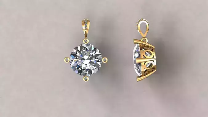 Pendant oval shaped diamond with accents