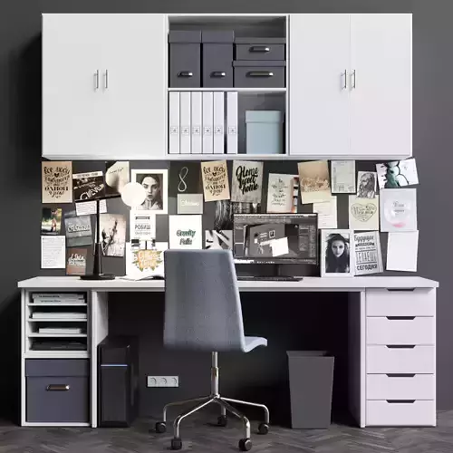 Office furniture table chair stationery 3D model