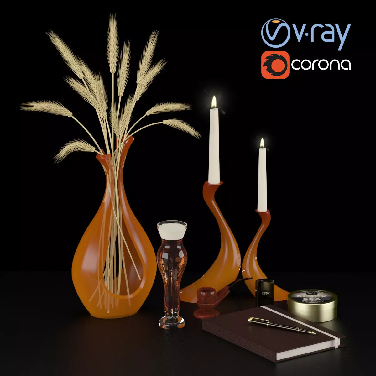 Decorative Set 3D model_0