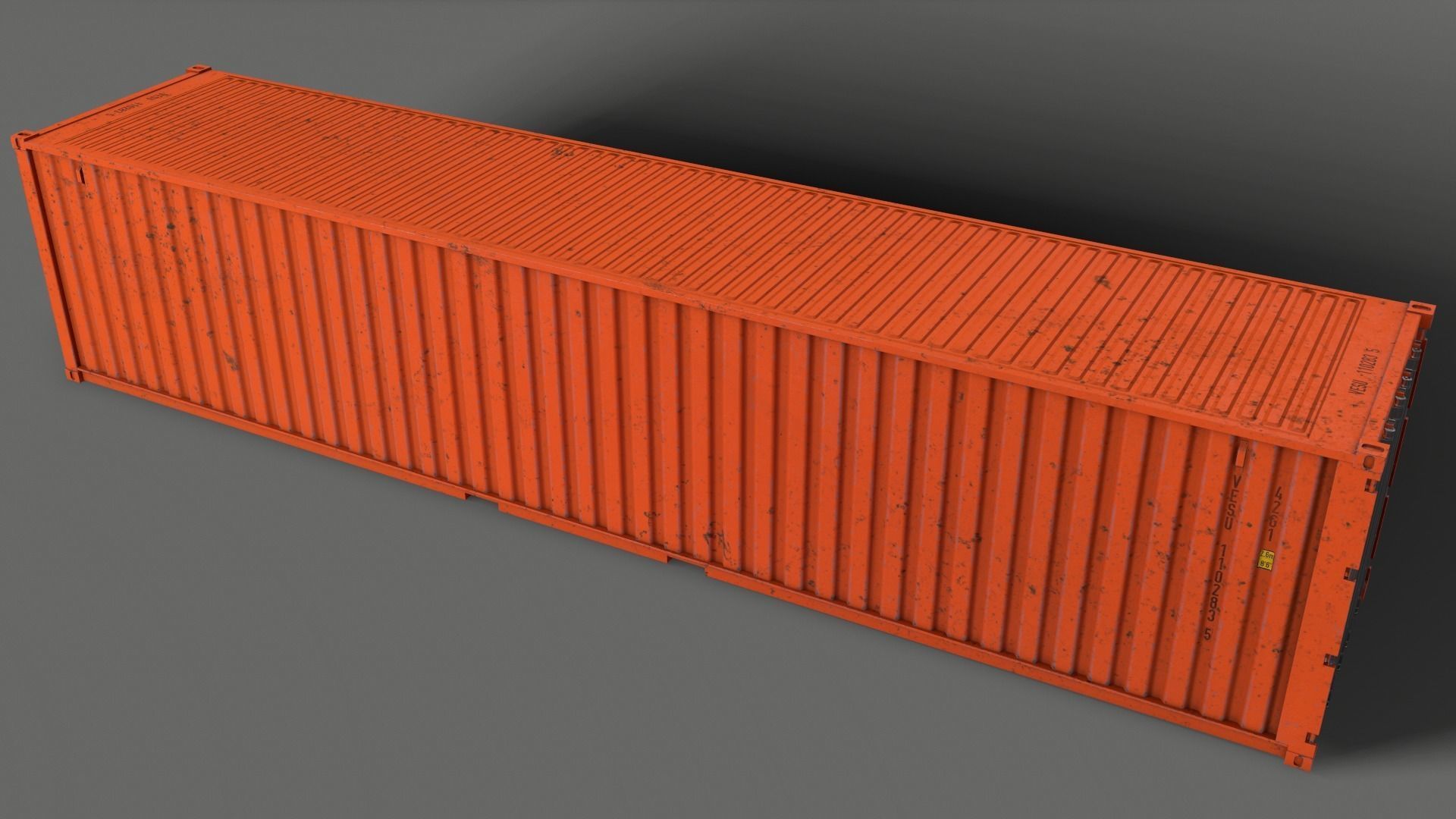 PBR 40 ft Shipping Cargo Container - Orange Low-poly 3D model_9