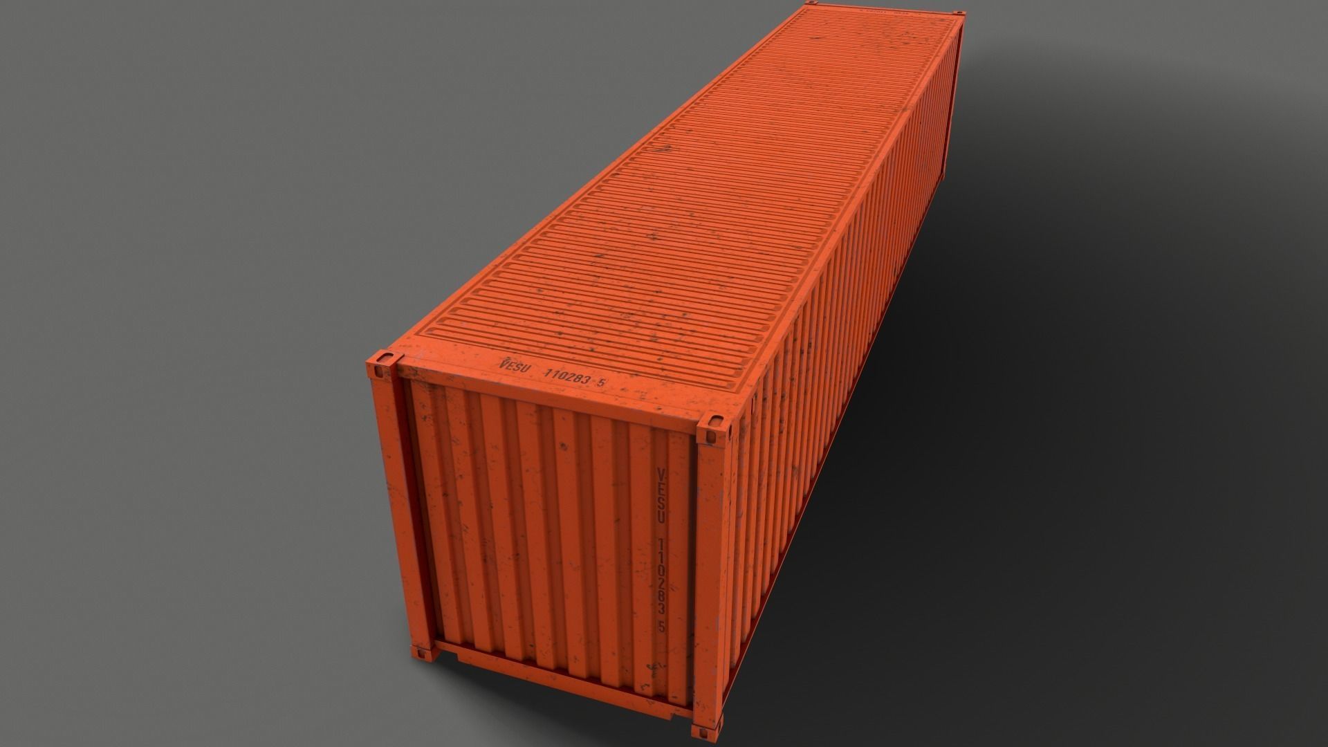 PBR 40 ft Shipping Cargo Container - Orange Low-poly 3D model_13