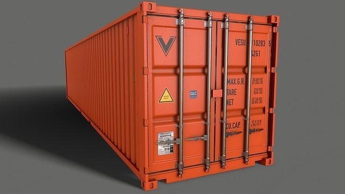 PBR 40 ft Shipping Cargo Container - Orange Low-poly 3D model