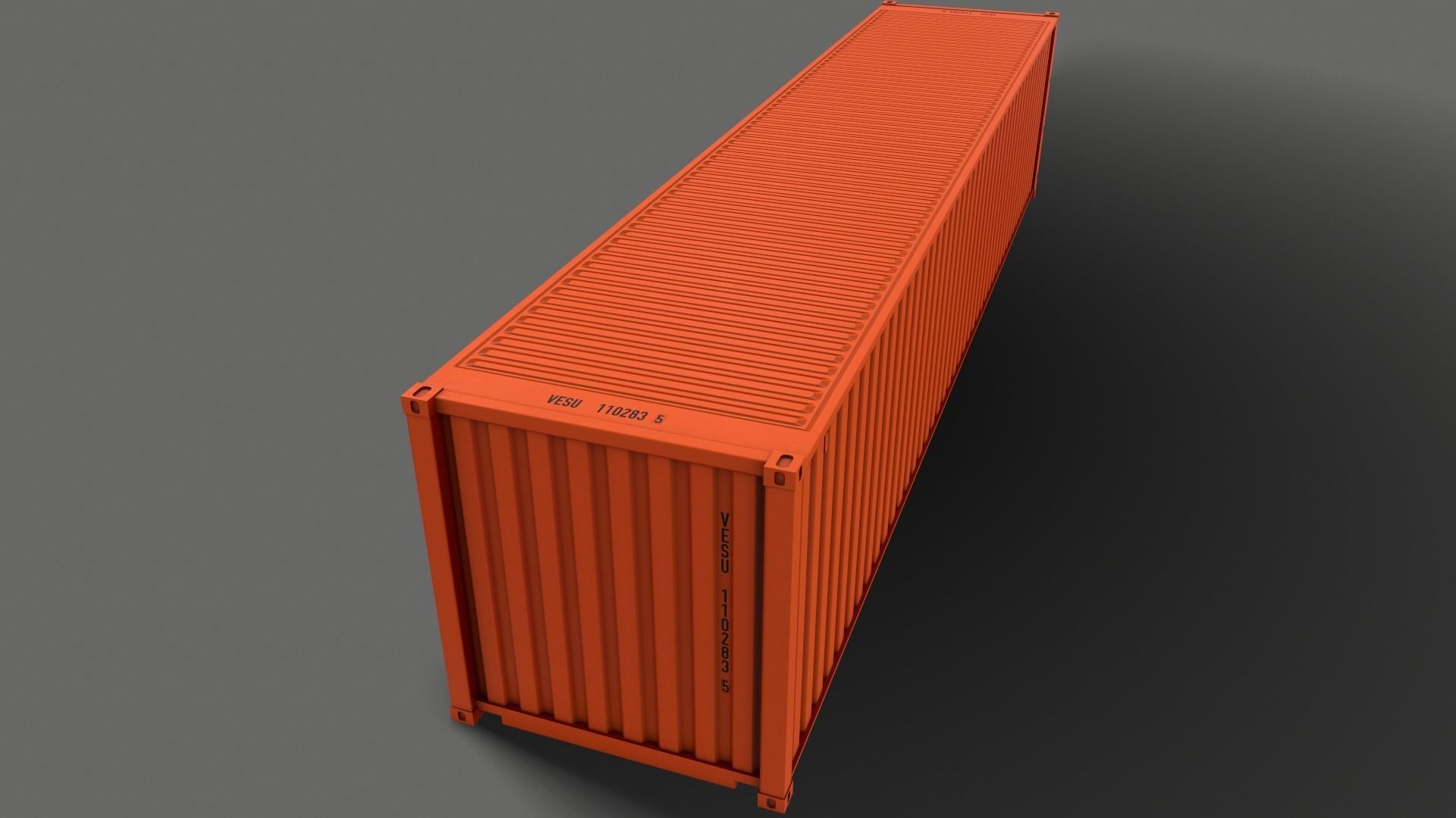 PBR 40 ft Shipping Cargo Container - Orange Low-poly 3D model_12