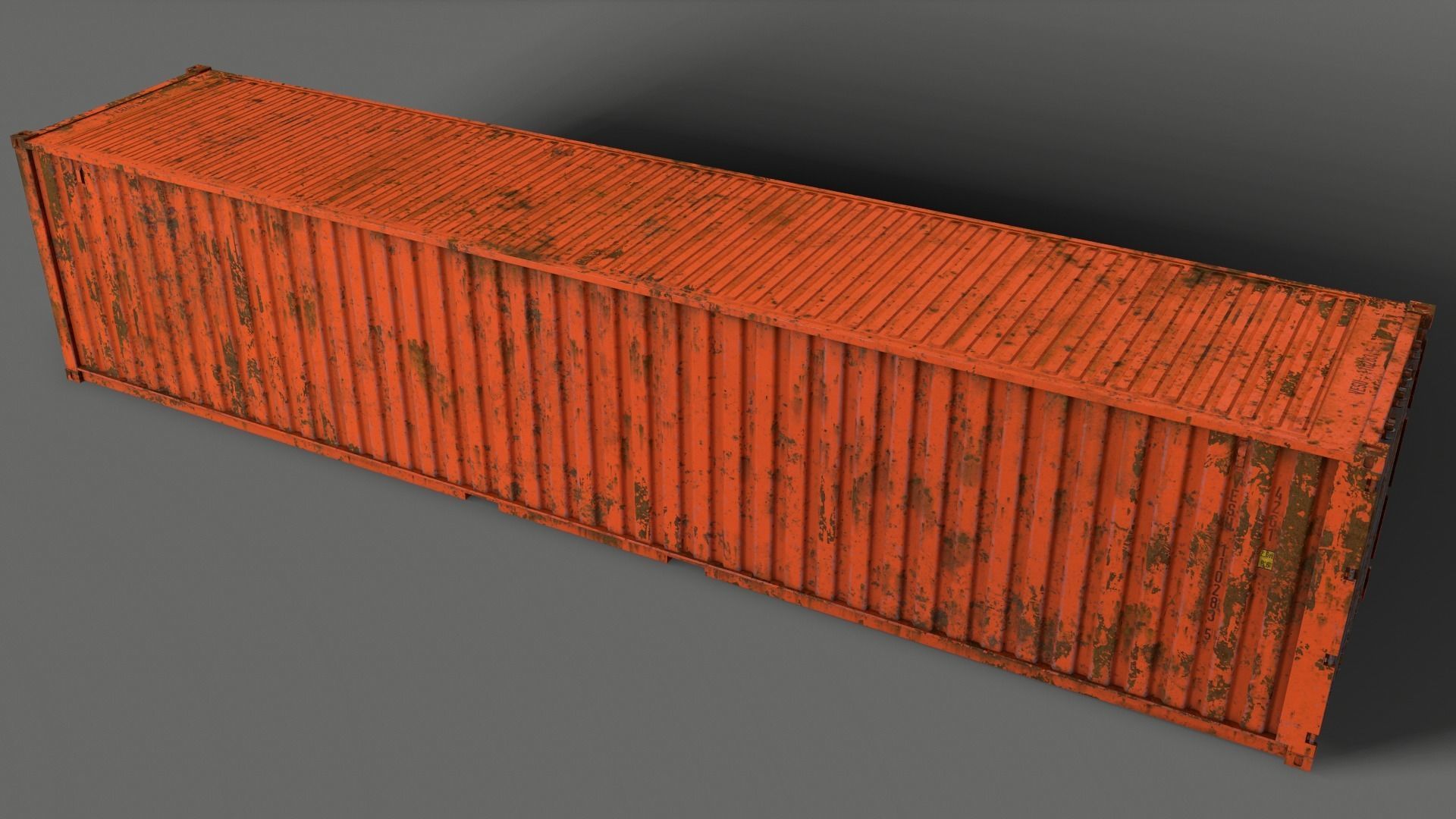 PBR 40 ft Shipping Cargo Container - Orange Low-poly 3D model_10