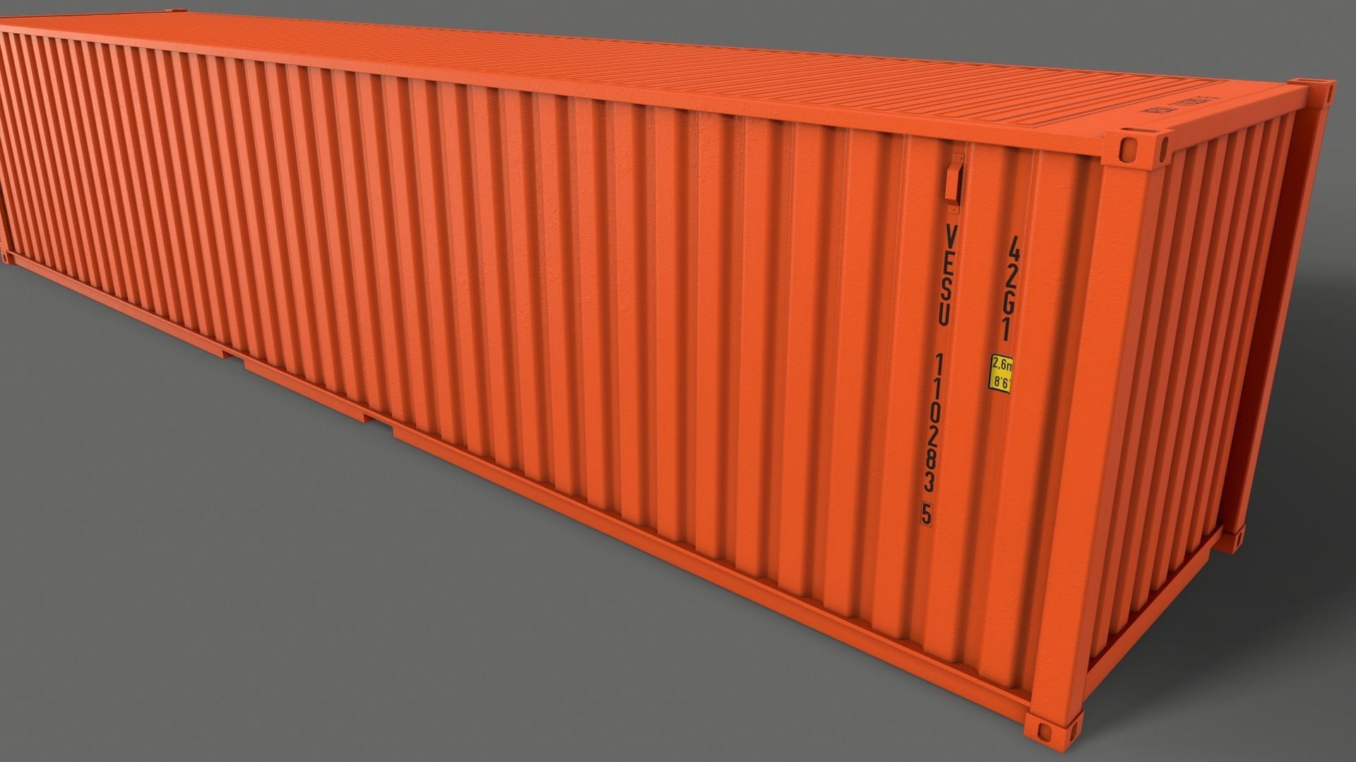 PBR 40 ft Shipping Cargo Container - Orange Low-poly 3D model_11