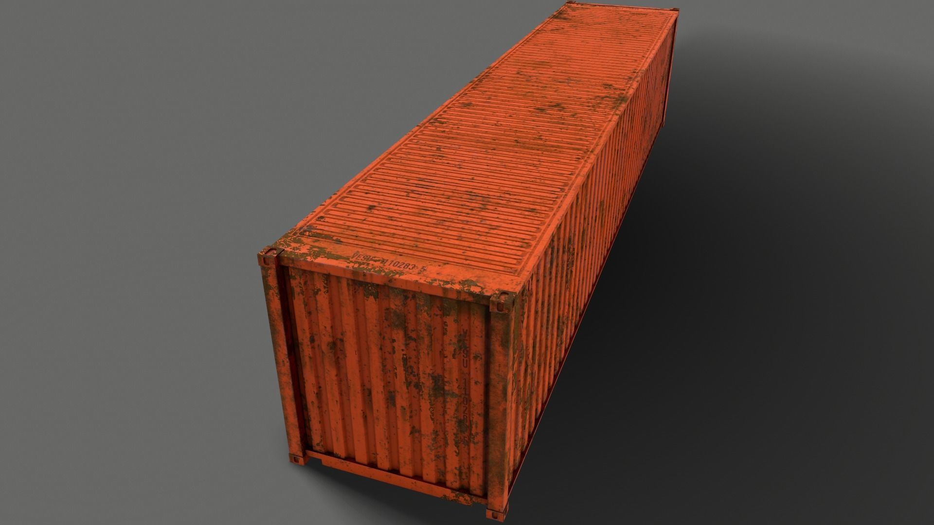 PBR 40 ft Shipping Cargo Container - Orange Low-poly 3D model_14